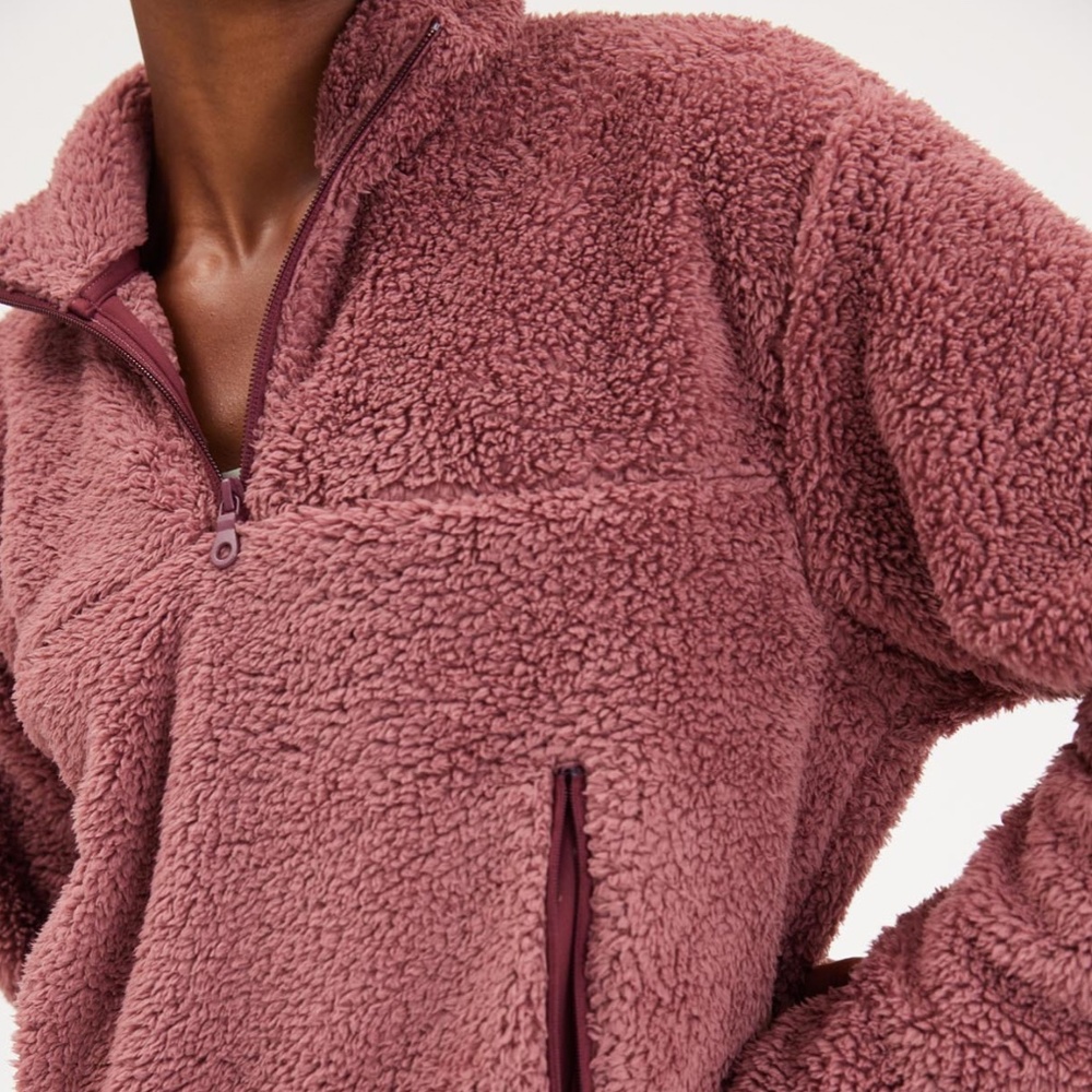 GIRLFRIEND COLLECTIVE Recycled Half-Zip Fleece in Plume NWT - Picture 5 of 5